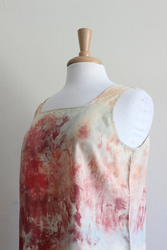 Yellow & Red Tie Dye Vintage Silk Tank Top - image 6