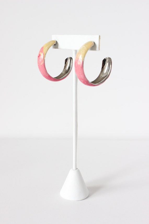 Vintage Pink Ombré Enamel Hoop Earrings