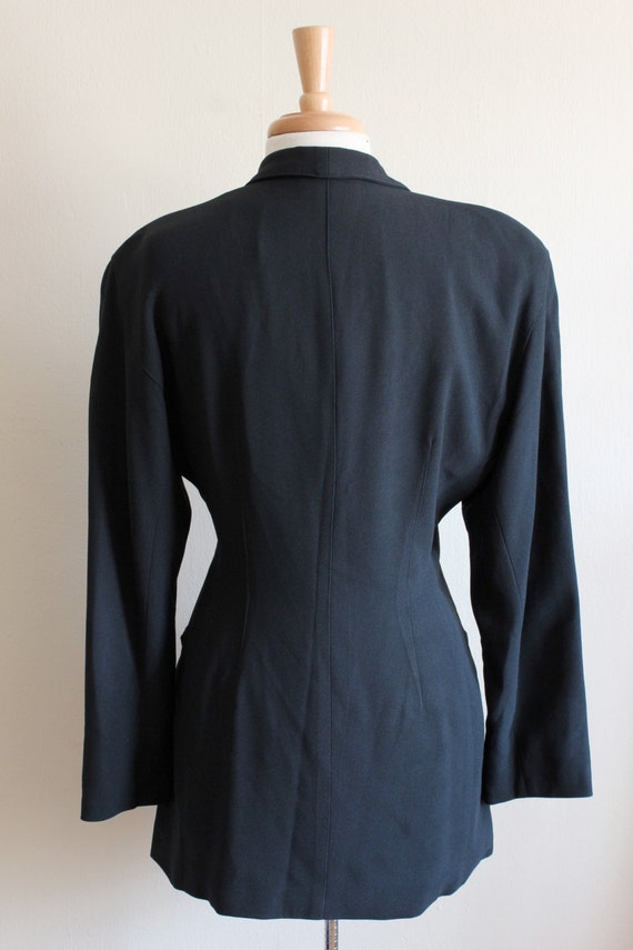 Vintage Kenar Black Crepe Shawl Collar Jacket - image 8