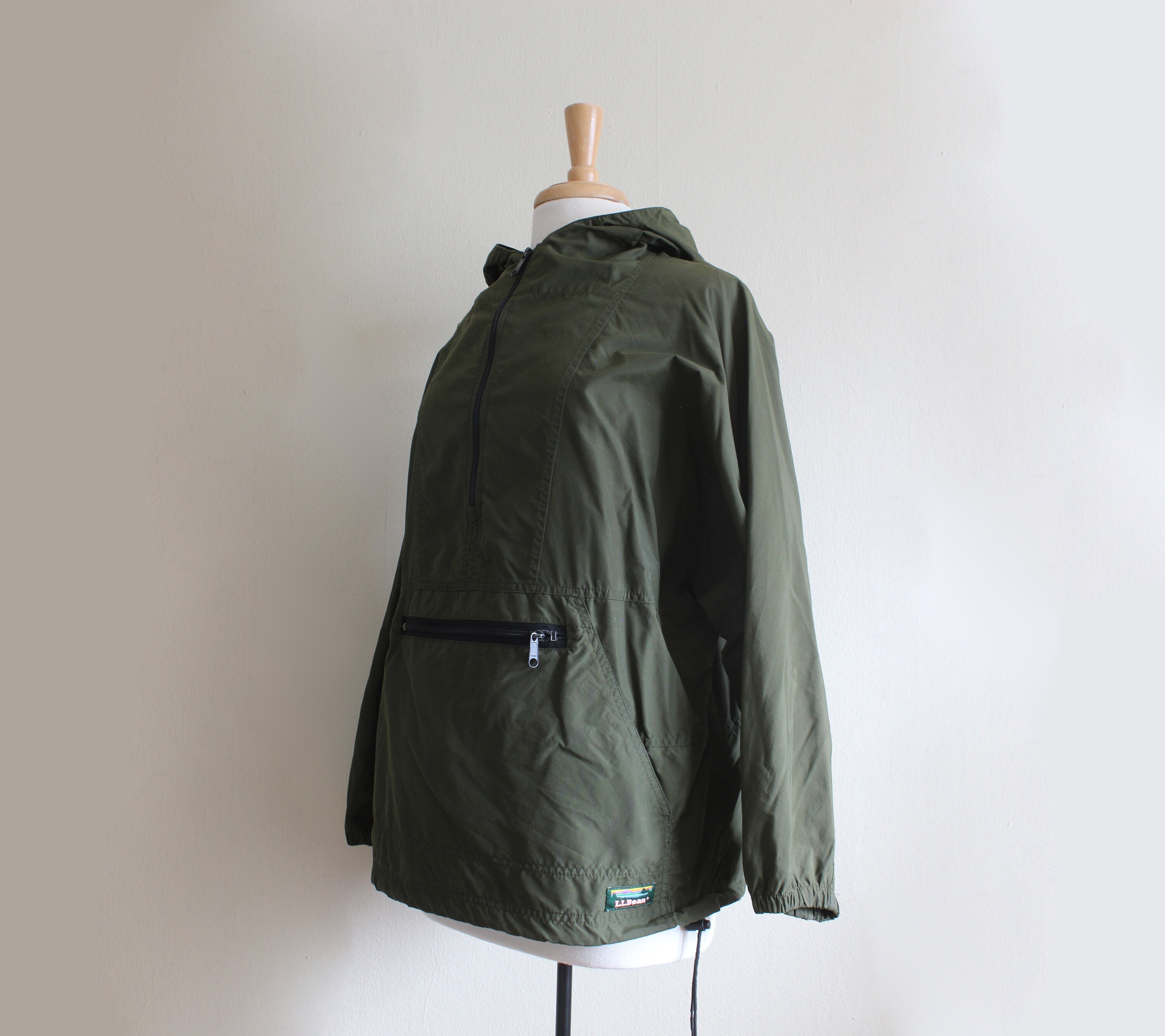 Vintage L.L. Bean Dark Green Half Zip Windbreaker Parka