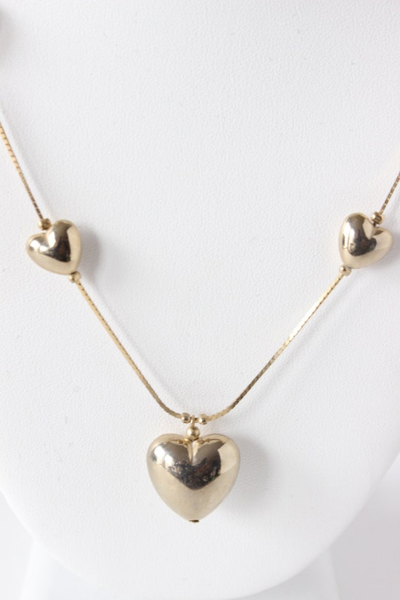 Vintage Silver Tone Hearts Chain Necklace - image 5