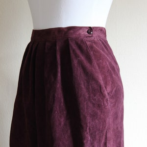 Vintage 1980s Purple Suede Midi Skirt image 7