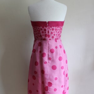 Vintage Y2K Kay Unger Pink Polka Dot Strapless Dress image 8