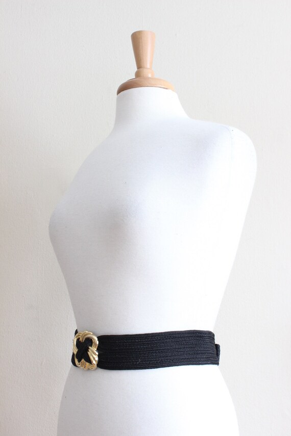 Vintage Braided Cord Black Wide Belt with Chunky … - image 4