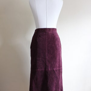 Vintage 1980s Purple Suede Midi Skirt image 9