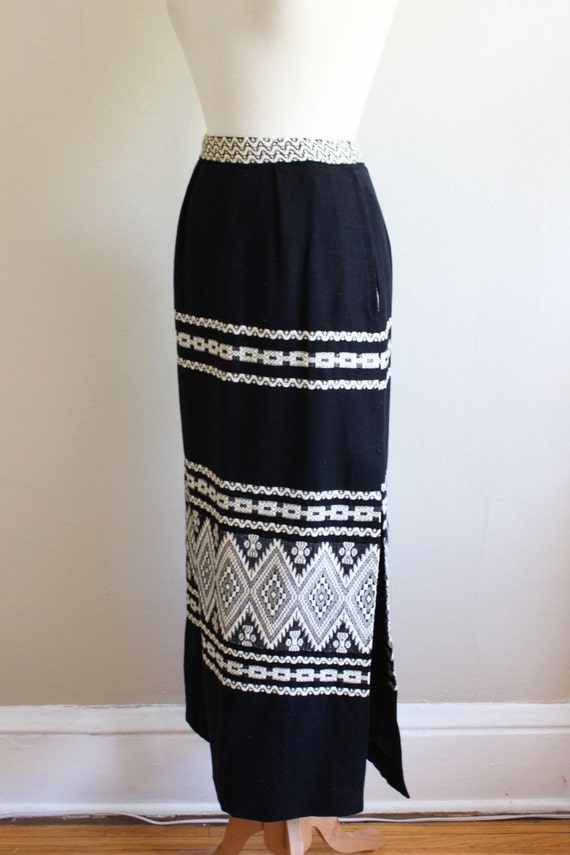 Vintage Lanza Mex Black & White Woven Chevron Max… - image 4