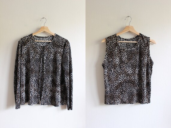 Vintage 1990s Animal Print Micro Pleat Tank & Card