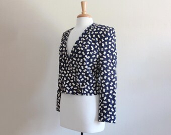 Vintage Gianni Cream & Navy Print Jacket