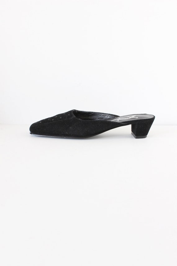 Vintage 1990s Rhinestone Embellished Black Suede S