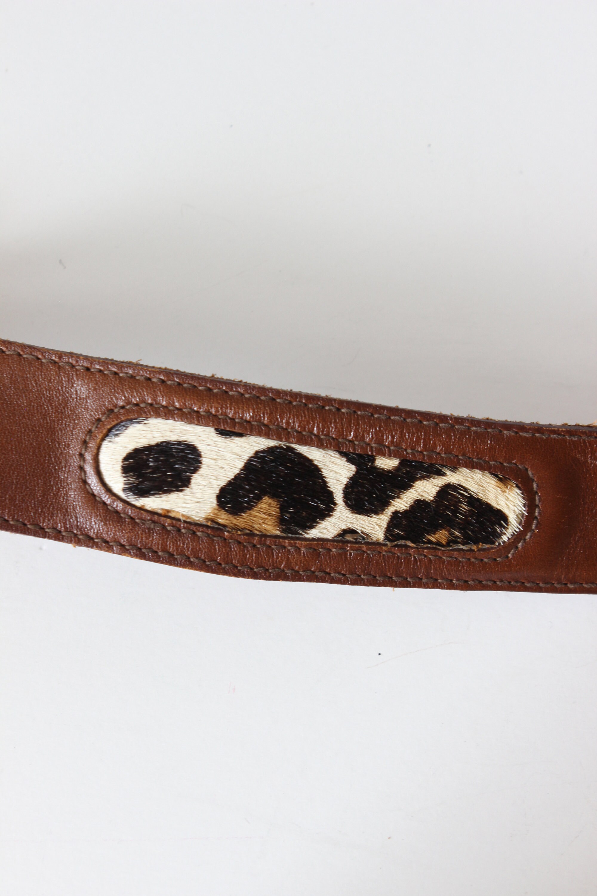 Vintage Omega Brown Leather & Leopard Ponyhair Belt - Etsy  display picture 1