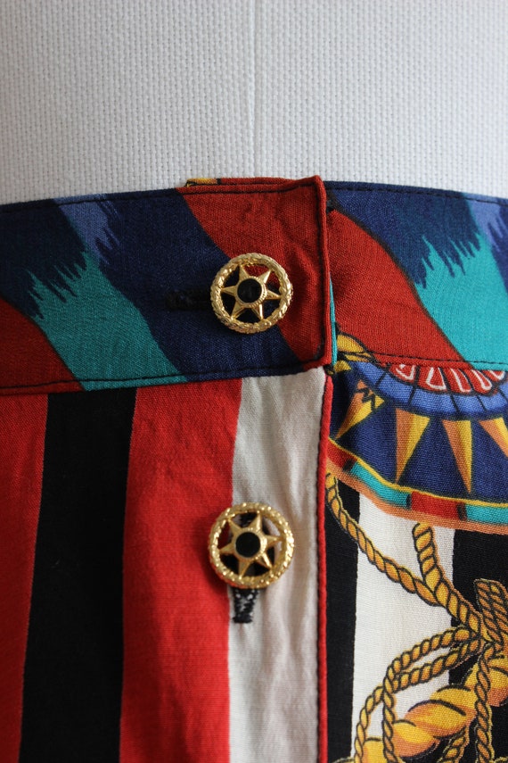 Vintage Black Multicolor Nautical Theme Midi Skirt - image 6