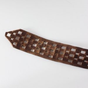 Vintage Checkerboard Cutout Brown Leather Wide Belt image 10