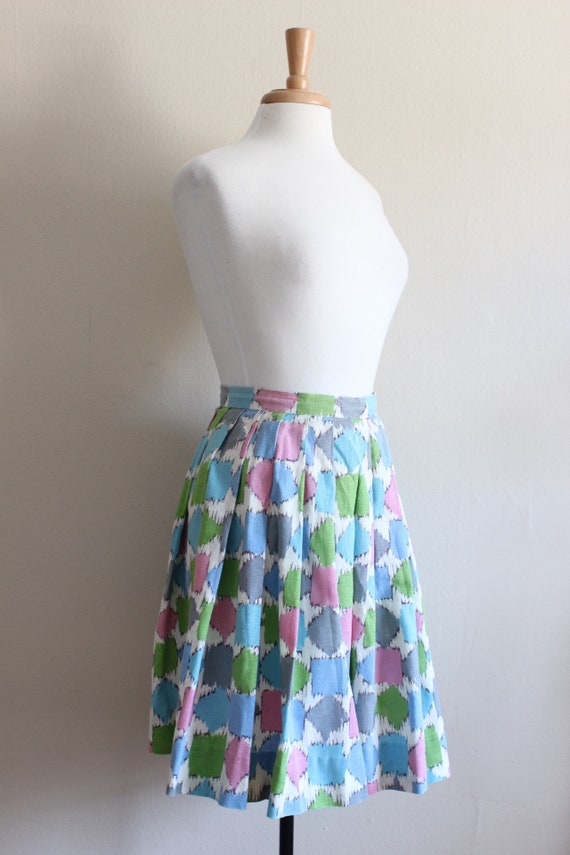 Vintage 1950s Pastel Print Pleated Skirt - image 6