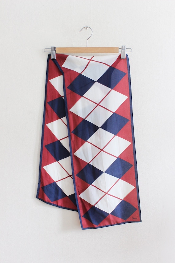 Vintage 1960s Vera Burgundy & Navy Blue Argyle Si… - image 2