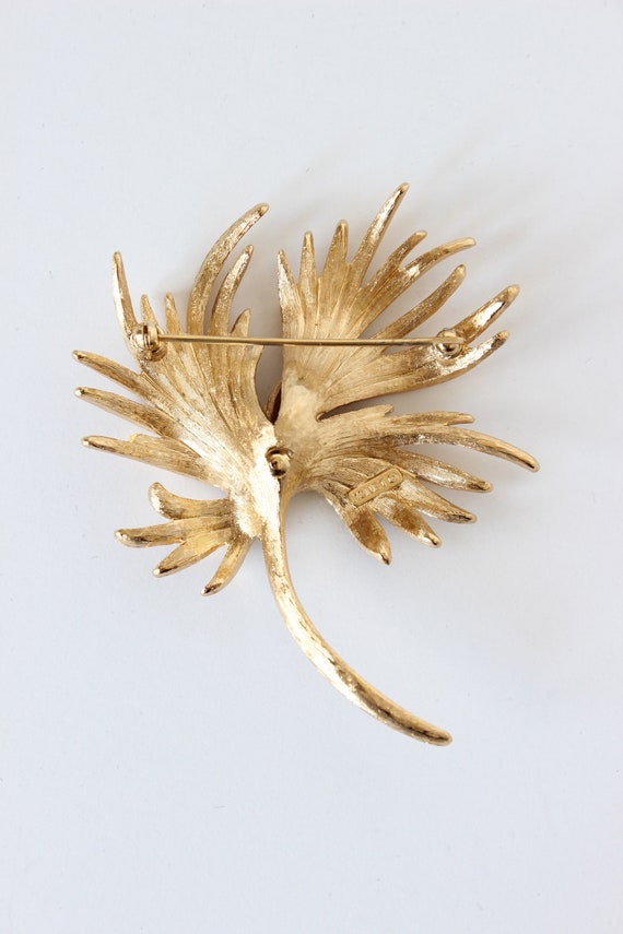 Vintage Monet Gold Tone Plant Brooch - image 4