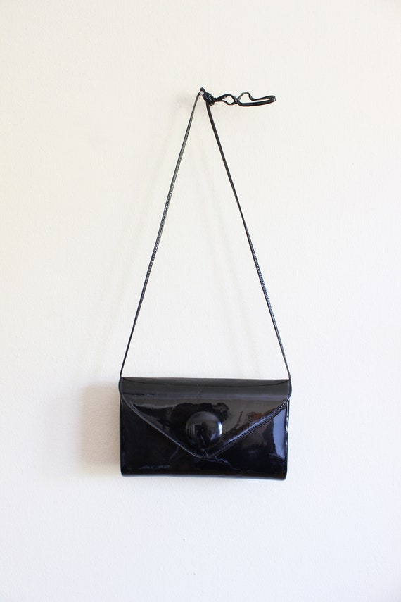 Vintage 1980s Andé Black Patent Clutch Bag - image 3