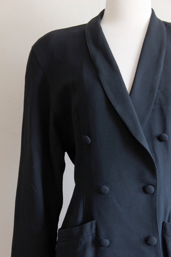 Vintage Kenar Black Crepe Shawl Collar Jacket - image 4