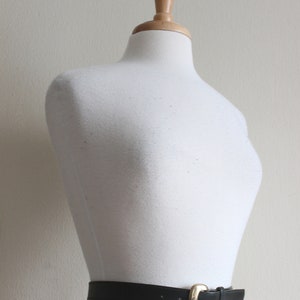 Vintage Dark Green Leather Belt with Gold Tone Buckle image 4