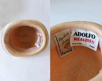 Vintage 1960s Adolfo Réalités Pastel Ombre Straw Cloche Hat with Chiffon Sash Straw hat adolfo - Gem main image 3