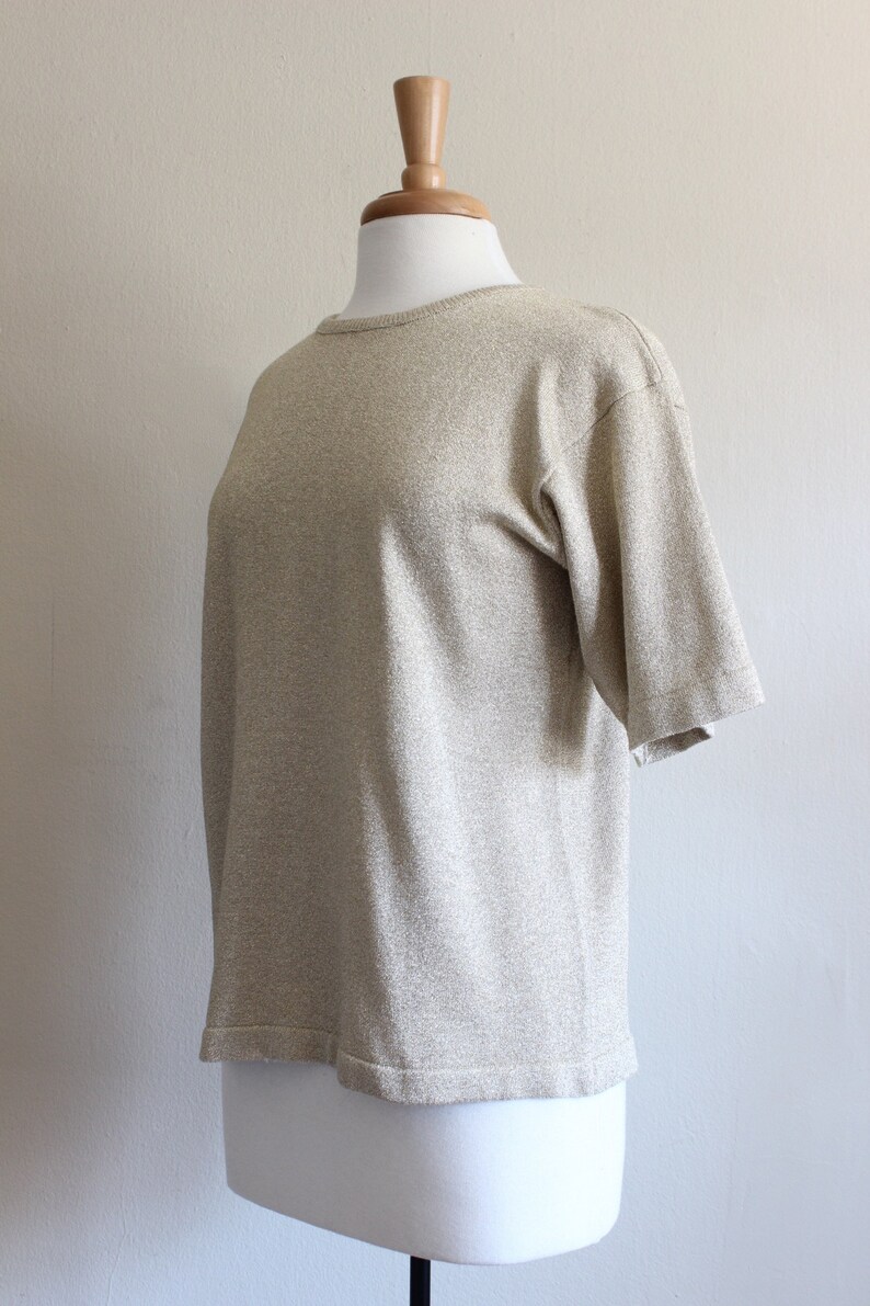 Vintage Metallic Gold Lurex Knit Short Sleeve Top image 6