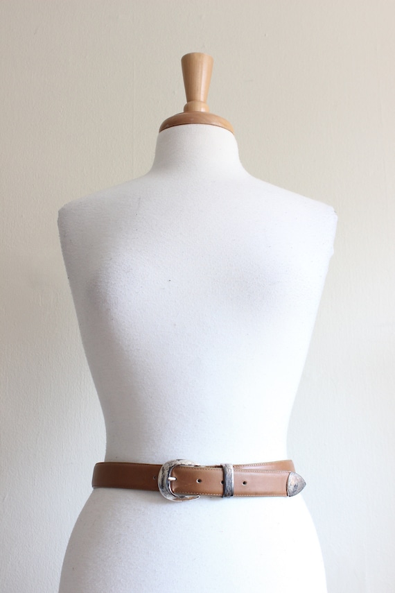 Vintage 1990s Eddie Bauer Light Brown Leather Wes… - image 3