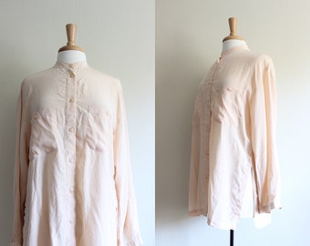 Vintage Peachy Pink Slouchy Silk Tunic Top