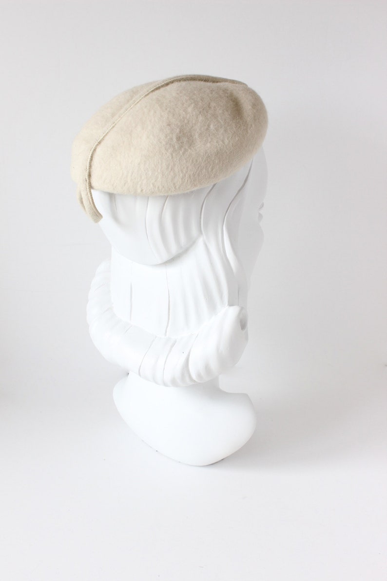 Vintage 1960s Off White Wool Felt Hat
