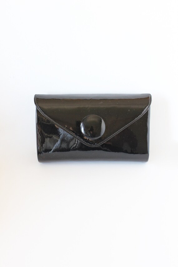 Vintage 1980s Andé Black Patent Clutch Bag - image 2