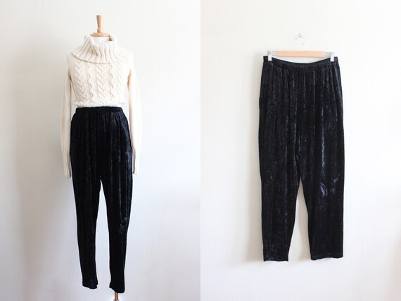 Vintage 1990s Eileen Fisher Black Crushed Velvet P