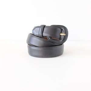 Vintage Navy Leather Belt with Leather Covered Buckle