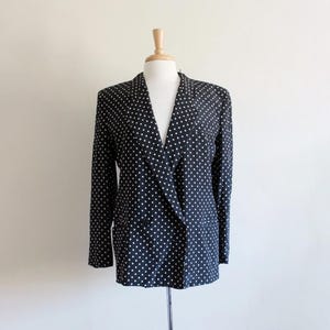 Vintage Giorgio Armani Black & White Polka Dot Silk Blazer