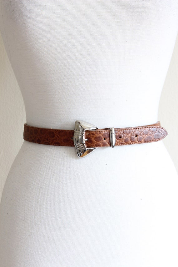 Vintage 1990s Esprit Brown Embossed Leather Belt | Etsy