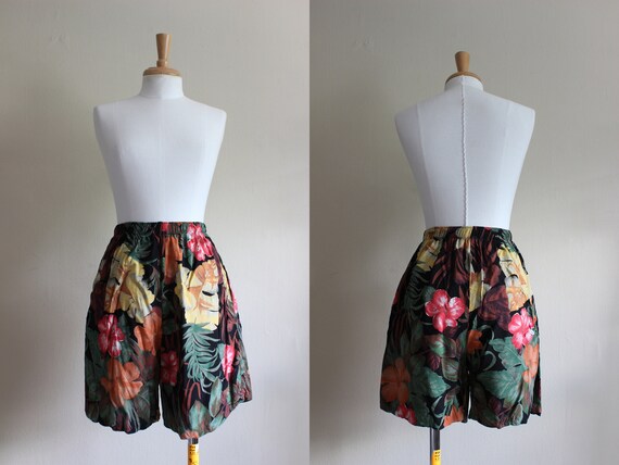 Vintage Black Multicolor Floral 2-Piece Top and S… - image 8