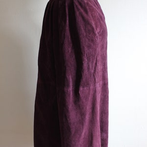 Vintage 1980s Purple Suede Midi Skirt image 6