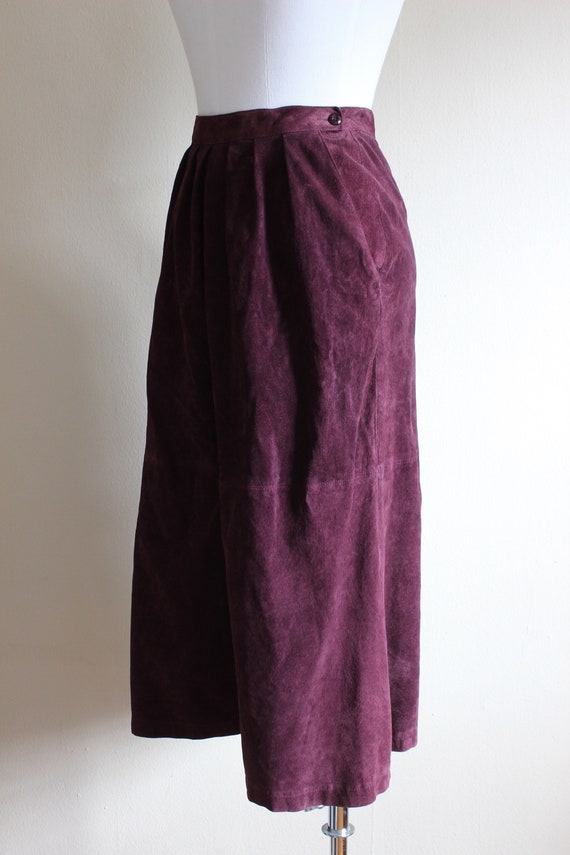 Vintage 1980s Purple Suede Midi Skirt - image 6