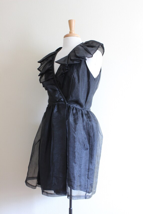 Vintage Night Way Black Organza Ruffle Dress - image 6