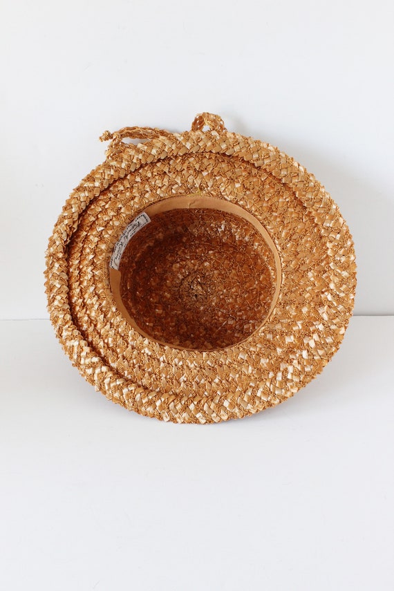 Vintage French Room Caramel Cellophane Straw Hat - image 9