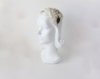 Vintage White & Pale Blue Floral Headband Hat