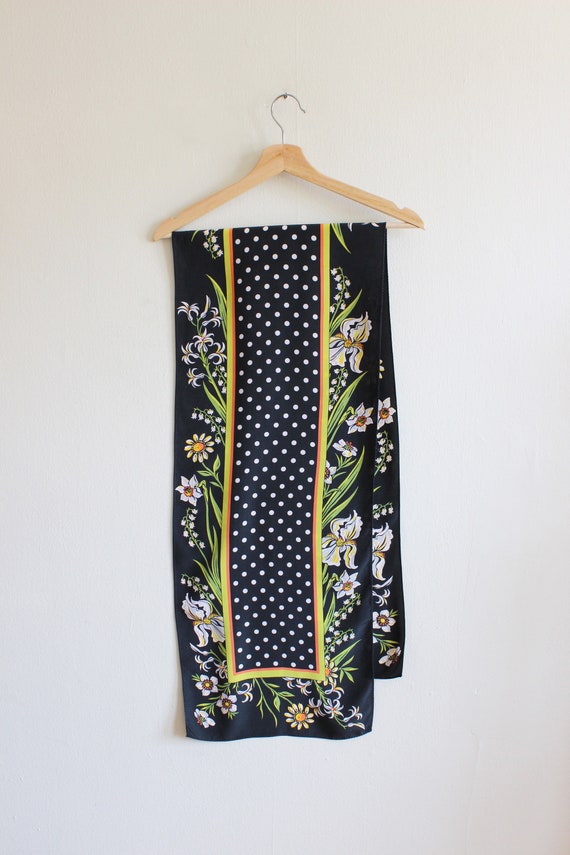 Vintage 1980s Bob Mackie Black Polka Dot Floral S… - image 2