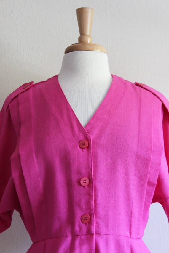 Vintage Oversize Pockets Hot Pink Dolman Dress - image 3
