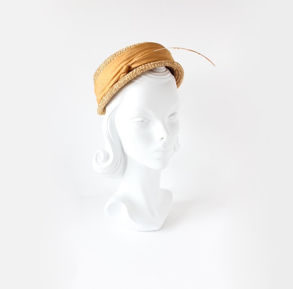 Vintage 1950s Pasadena Cello Straw Pillbox Hat - image 1