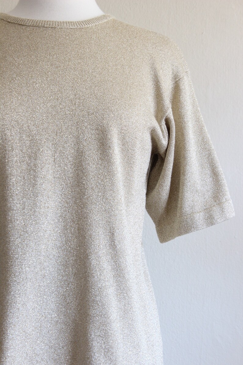 Vintage Metallic Gold Lurex Knit Short Sleeve Top image 4