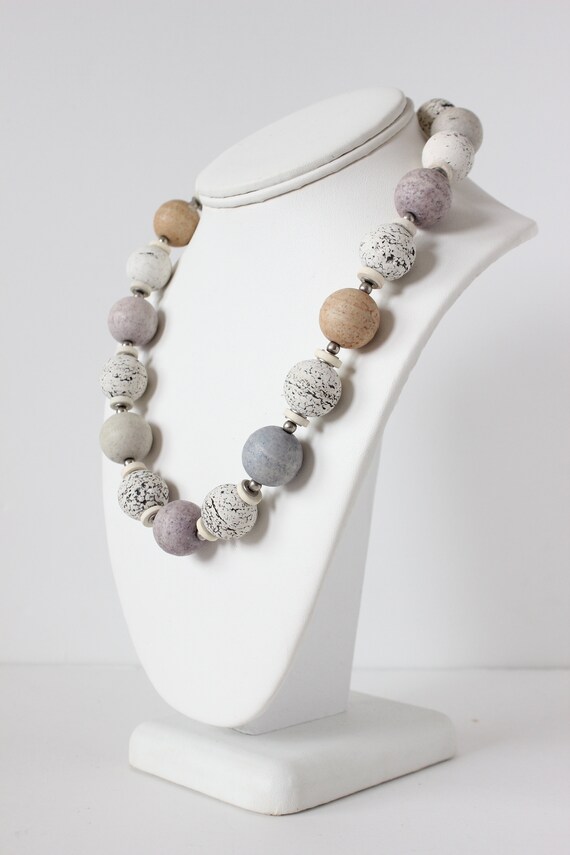 Vintage Multicolor Pastel Bead Statement Necklace - image 5