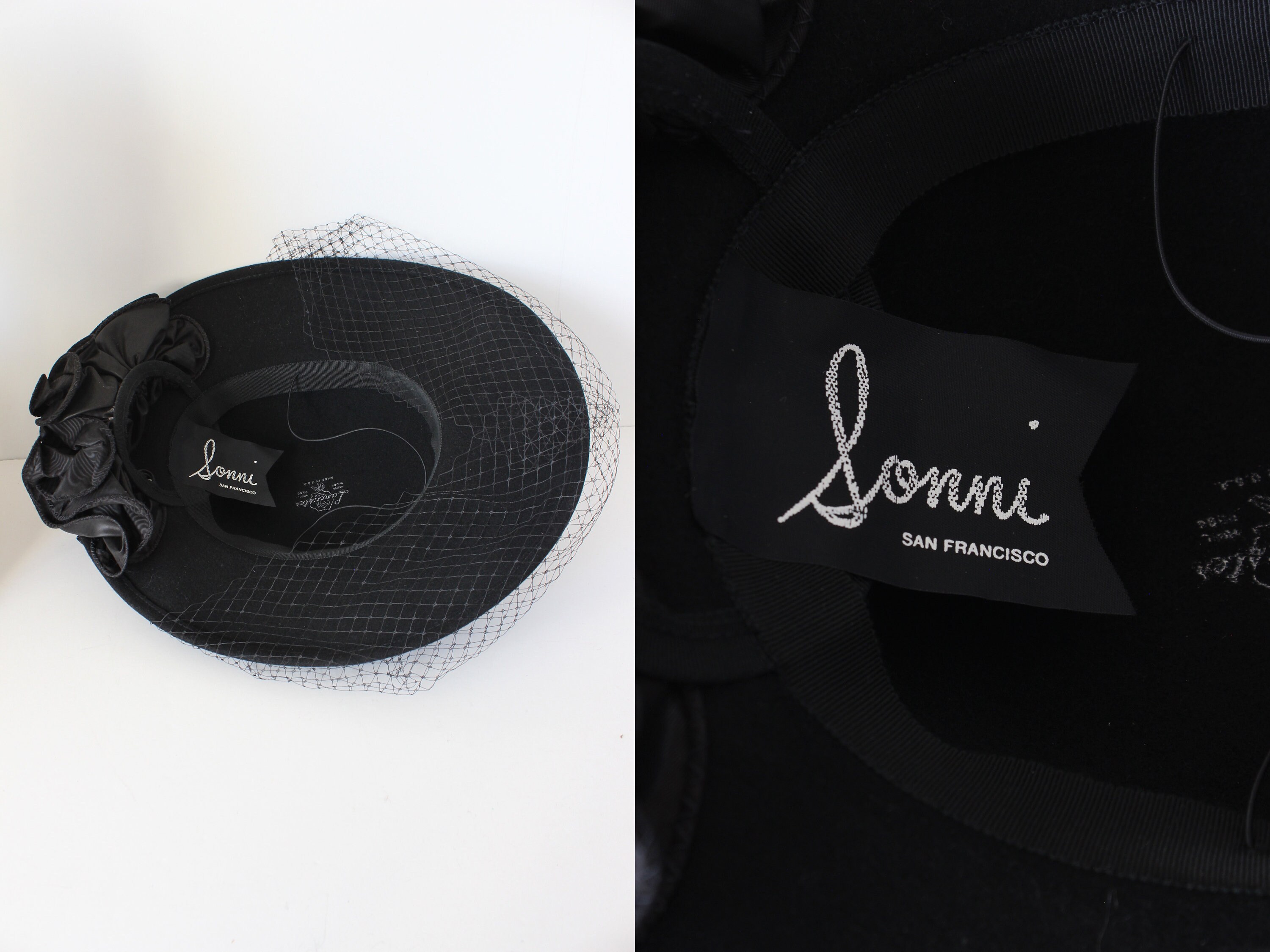 Vtg Sonni San Francisco Womens Veiled Church Hat Black Wool Bowler Avant Garde Church Black Vintage Hats for Women for sale | eBay main image 2