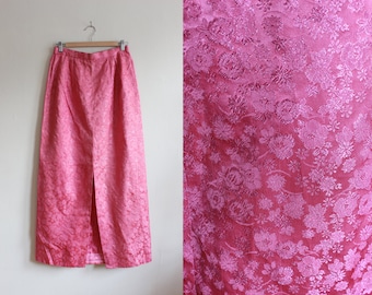 Vintage 1960s Pink Brocade Maxi Skirt