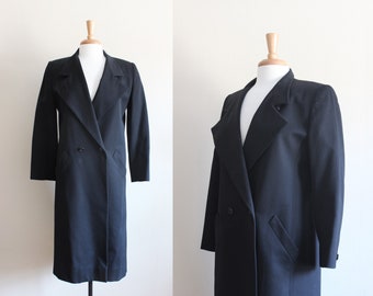 Vintage 1970s Ernst Strauss & Schnell Sports Black Wool Overcoat
