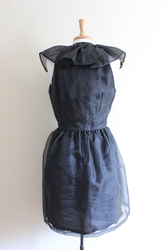 Vintage Night Way Black Organza Ruffle Dress - image 8