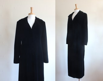 Vintage Ann Tijan for Kenar Black Velvet Shirtdress / Duster Jacket