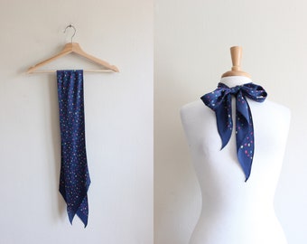 Vintage Navy Dot Print Skinny Echo Scarf