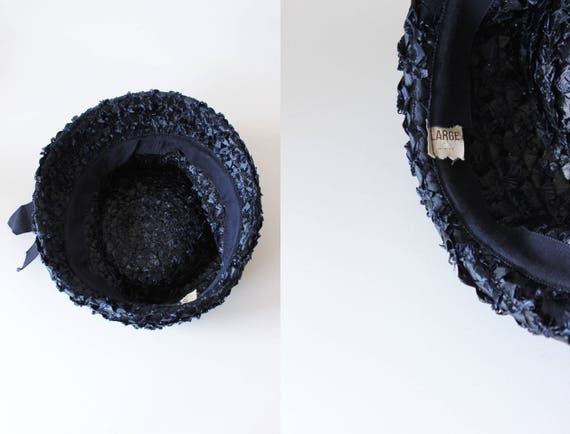 Vintage 1960s Navy Blue Woven Cello Straw Hat - image 10